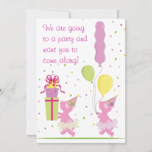 Piggy Birthday Party Invitation - Kinder Kaart (Voorkant)