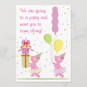 Piggy Birthday Party Invitation - Kinder Kaart