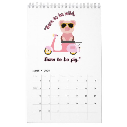 piggy calendar kalender (Mar 2026)