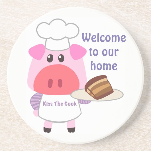 Piggy Chef Sandstone Drink Onderzetter (Voorkant)