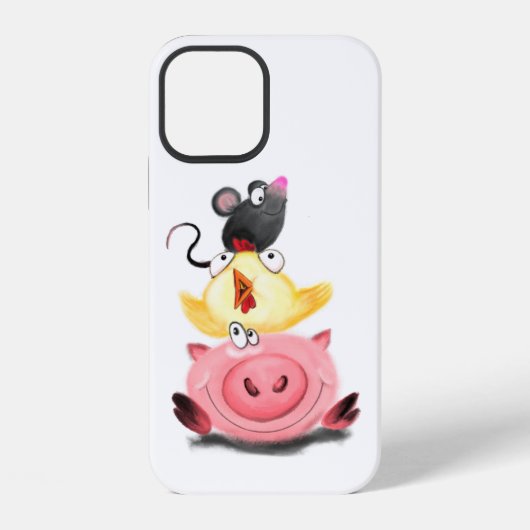 Piggy Chick and Mouse Friends Fun iPhone Hoesje (Achterkant)
