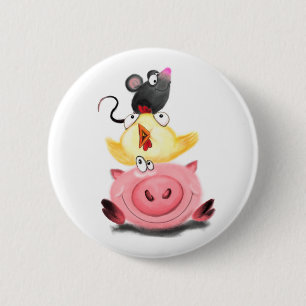 Piggy Chick en Mouse Friends Button Fun