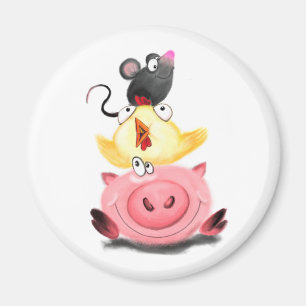 Piggy Chick en Mouse Friends Magnet Fun