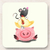 Piggy Chick en Mouse Friends Onderzetter Fun (Voorkant)