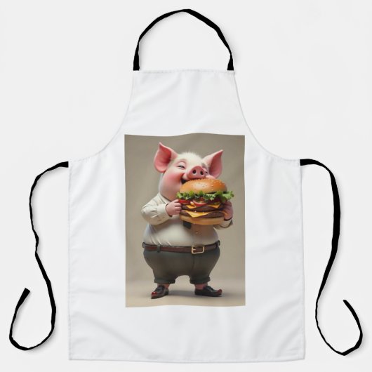 Piggy eet een hamburger schort (Voorkant)