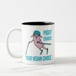 Piggy Enjoys Your Vegan Choice - Tweekleurige Koffiemok
