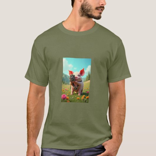 Piggy Fotograaf T-shirt (Voorkant)