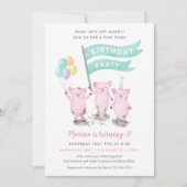 Piggy Kids Birthday Party Invitation Kaart (Voorkant)