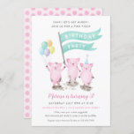 Piggy Kids Birthday Party Invitation Kaart<br><div class="desc">Viel de verjaardag van je kleine biggetje met deze roze uitnodiging voor de verjaardag van je varken! Dit schattige ontwerp bevat drie handbeschilderde schattige,  modderige varkens,  klaar om te vieren!</div>