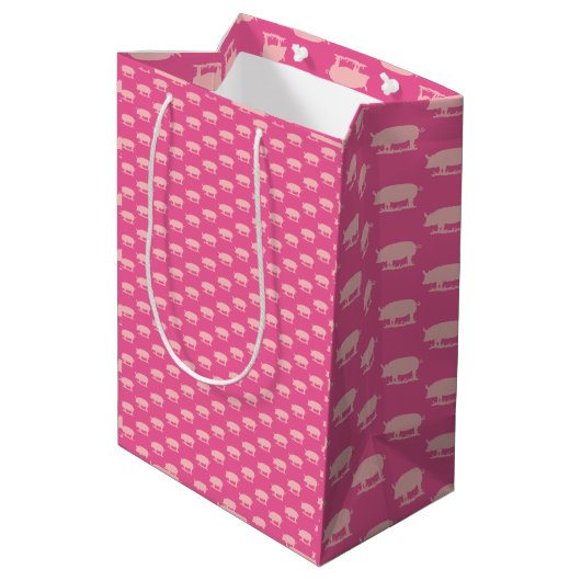 Piggy Lite roze inpakpapier Medium Cadeauzakje (Achterkant Gekanteld)