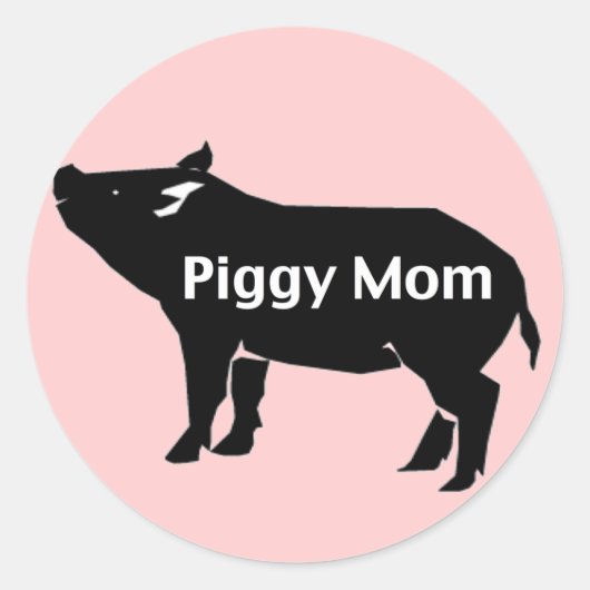 Piggy Mam Ronde Sticker (Voorkant)