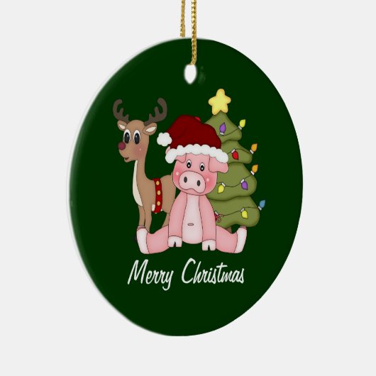 Piggy Merry-kerstversiering Keramisch Ornament (Rechts)