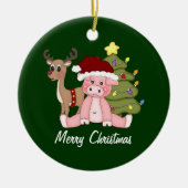 Piggy Merry-kerstversiering Keramisch Ornament (Voorkant)