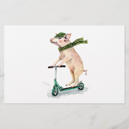 Piggy on a scooter briefpapier (Voorkant)