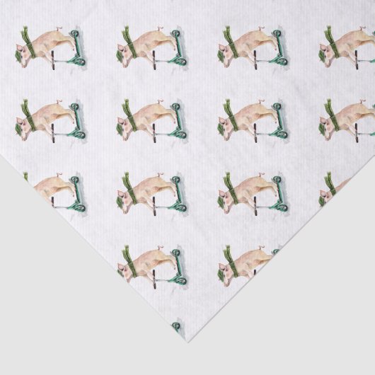 Piggy on a scooter tissuepapier (Detail)