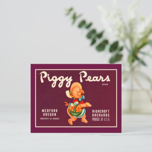 Piggy Pears Briefkaart (Staand voorkant)