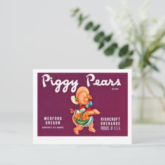 Piggy Pears Briefkaart (Staand voorkant)