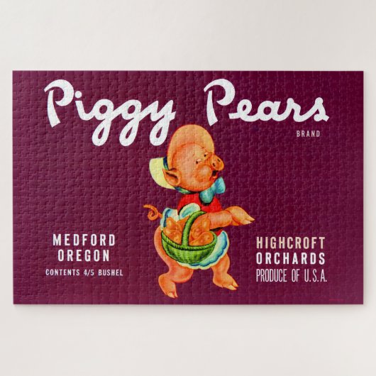 Piggy Pears fruitkist label Legpuzzel (Horizontaal)