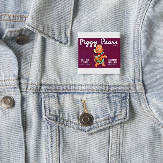 Piggy Pears Vierkante Button 5,1 Cm (In situ)