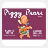 Piggy Pears Vierkante Sticker (Voorkant)