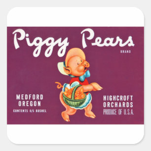 Piggy Pears Vierkante Sticker