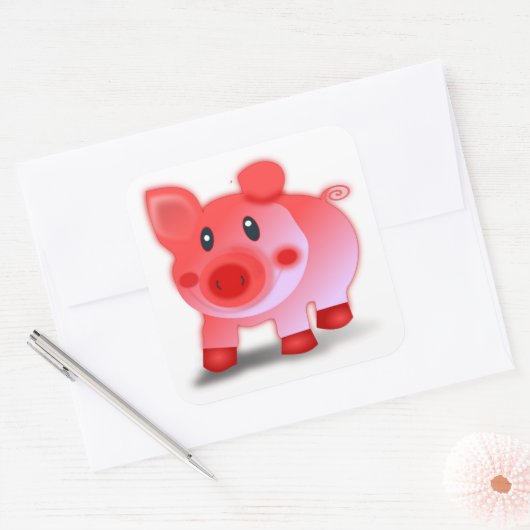 PIGGY PIGLET VIERKANTE STICKER (Envelop)