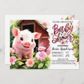 Piggy Pink Party Boho Baby shower Kaart (Voorkant / Achterkant)