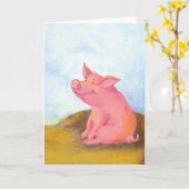 Piggy Pinkles/Leeg Wenskaart Kaart (Gele Bloem)