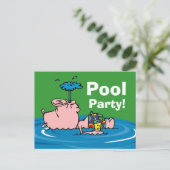 Piggy Pool Party Personalized Briefkaart (Staand voorkant)