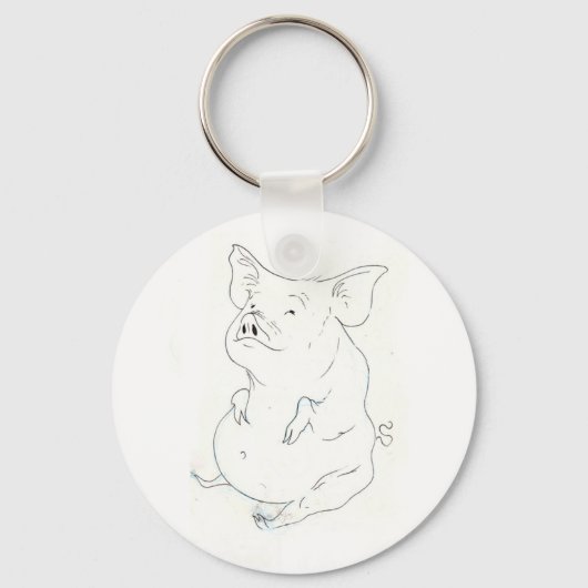 Piggy Porker Fat Pig Button Sleutelhanger (Voorkant)