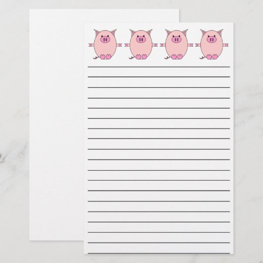 Piggy Power Stationery Briefpapier (Voorkant / Achterkant)