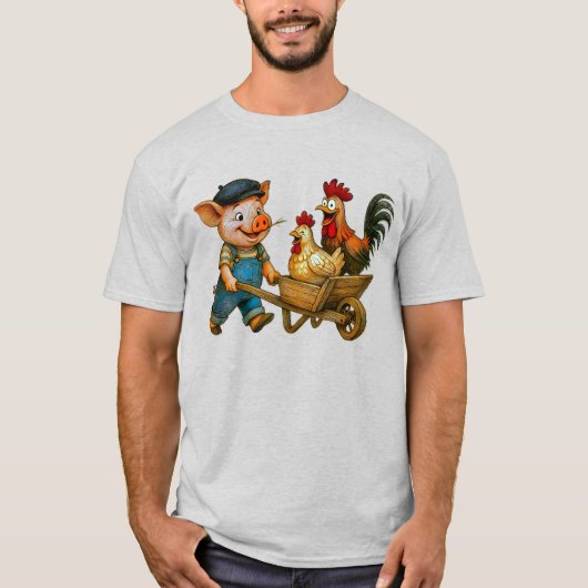 Piggy Pushes the Poultry Posse T-shirt (Voorkant)