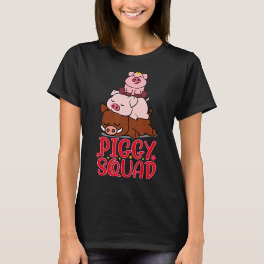 Piggy Squad Pig Voor Jongens T-shirt (Voorkant)
