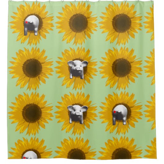 Piggy Sunflower Douchegordijn (Voorkant)
