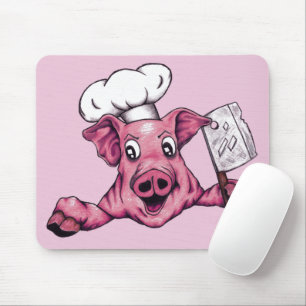 Piggy the Hamicidal Maniac Cartoon Pig Chef Art Muismat