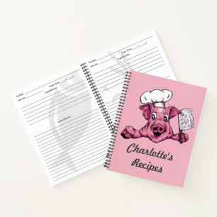 Piggy the Hamicidal Maniac Cartoon Pig Chef Art Notitieboek