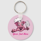 Piggy the Hamicidal Maniac Cartoon Pig Chef Art Sleutelhanger (Voorkant)