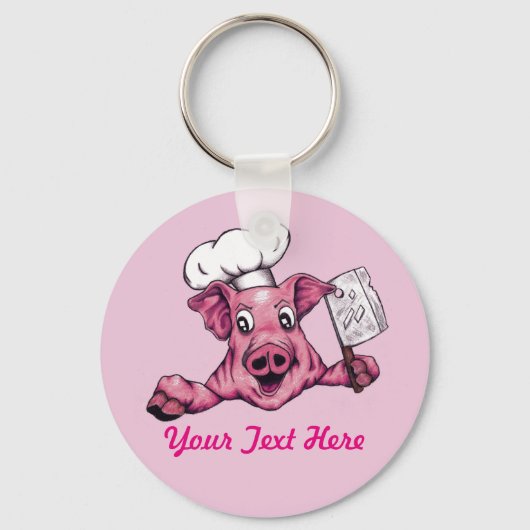 Piggy the Hamicidal Maniac Cartoon Pig Chef Art Sleutelhanger (Voorkant)