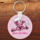 Piggy the Hamicidal Maniac Cartoon Pig Chef Art Sleutelhanger (Voorkant)