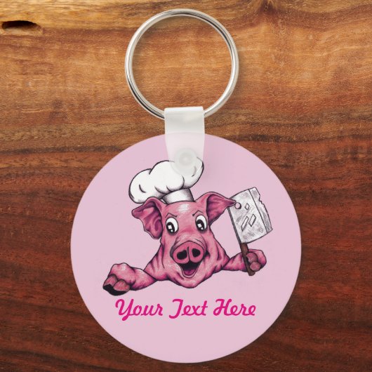 Piggy the Hamicidal Maniac Cartoon Pig Chef Art Sleutelhanger (Voorkant)