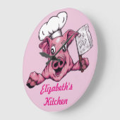 Piggy the Hamicidal Maniac Funny Chef Pig Art Grote Klok (Hoek)