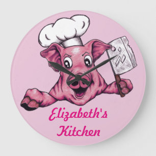 Piggy the Hamicidal Maniac Funny Chef Pig Art Grote Klok