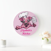 Piggy the Hamicidal Maniac Funny Chef Pig Art Grote Klok (Huis)