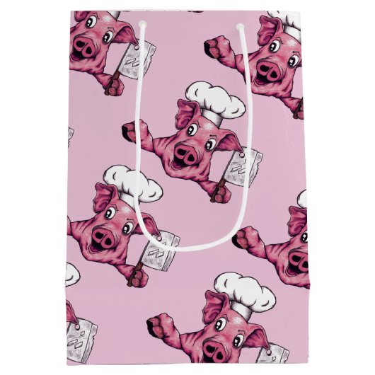 Piggy the Hamicidal Maniac Funny Chef Pig Art Medium Cadeauzakje (Achterkant)