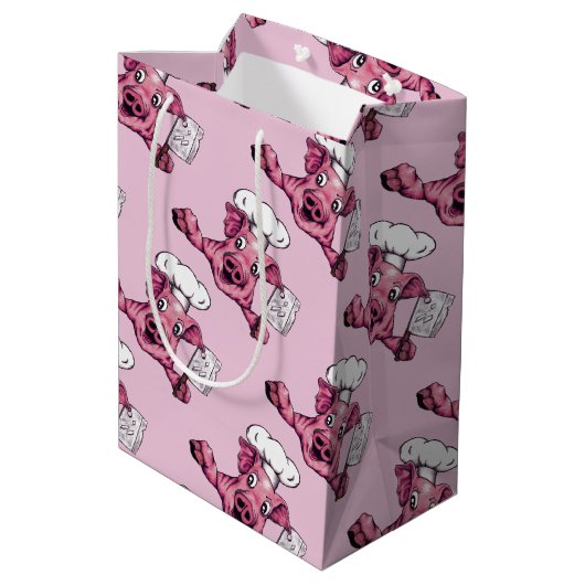 Piggy the Hamicidal Maniac Funny Chef Pig Art Medium Cadeauzakje (Achterkant Gekanteld)