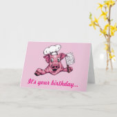Piggy the Hamicidal Maniac Funny Pig Birthday Kaart (Gele Bloem)