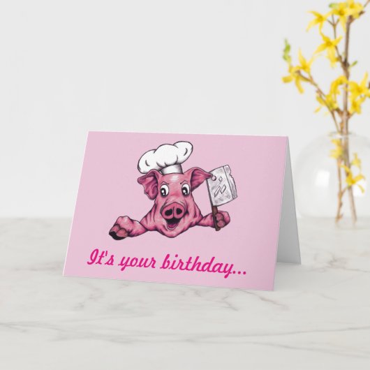 Piggy the Hamicidal Maniac Funny Pig Birthday Kaart (Gele Bloem)