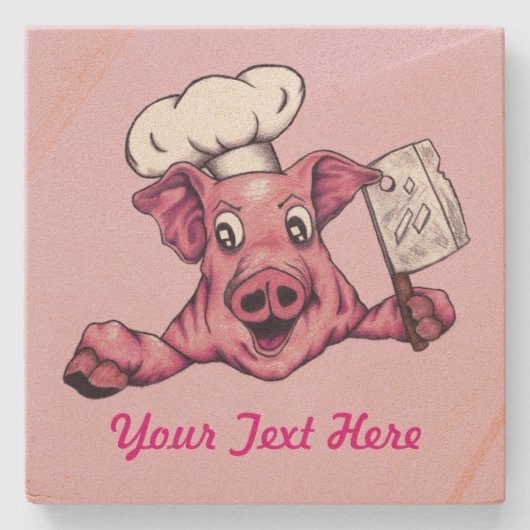 Piggy the Hamicidal Maniac Funny Pig Original Art Stenen Onderzetter (Voorkant)