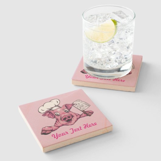 Piggy the Hamicidal Maniac Funny Pig Original Art Stenen Onderzetter (Zijkant)