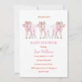 Piggy Triplets Baby shower Piglet Meisje Boerderij Kaart (Voorkant)